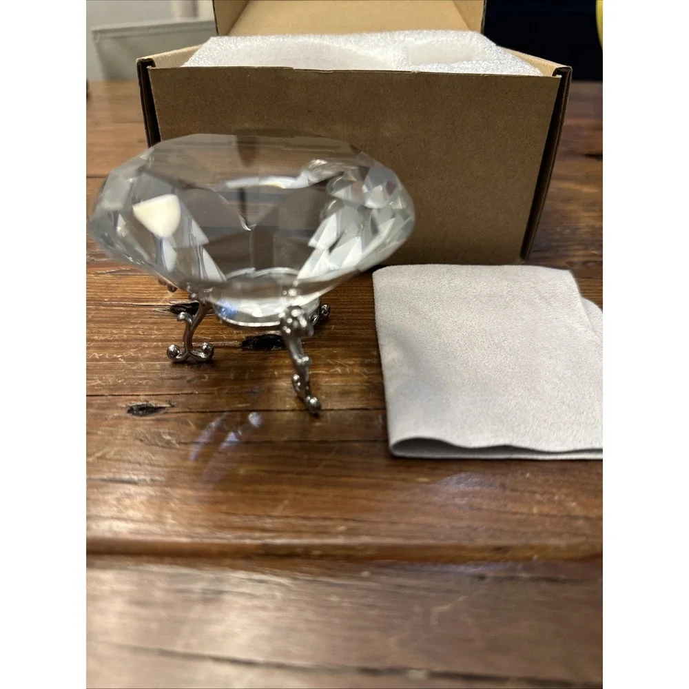 Large Crystal Diamond Paperweight with Stand Jewels Centerpiece  Wedding Decor